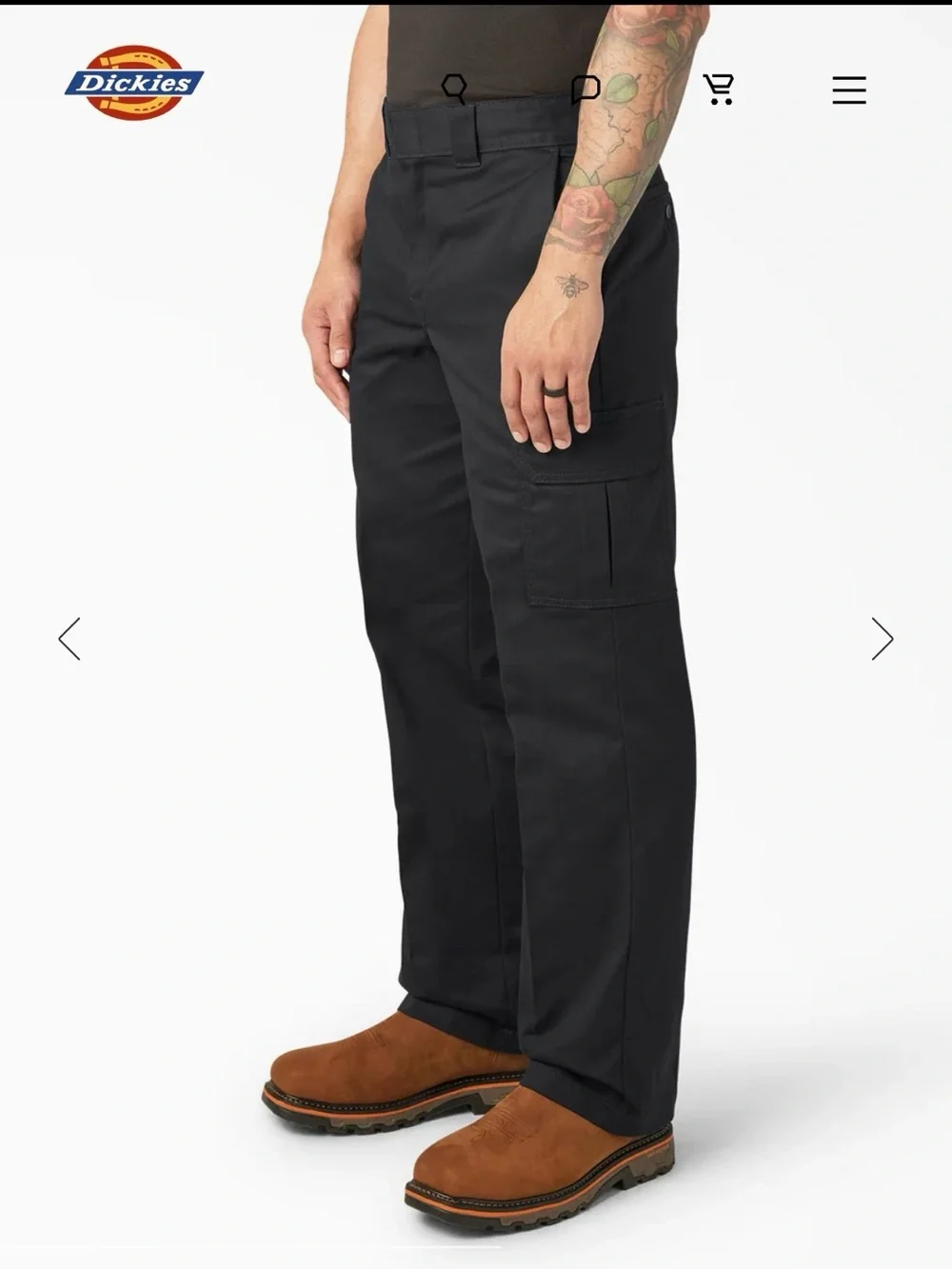 Dickies Cargo Pant Relaxed Fit Straight Leg Pants Mens Size 38X30 Black NWT